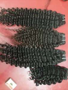 Venta al por mayor de extensiones de cabello natural indio birmano con cutícula alineada de onda profunda, extensiones de cabello rizado recto de Italia - Product Image 4