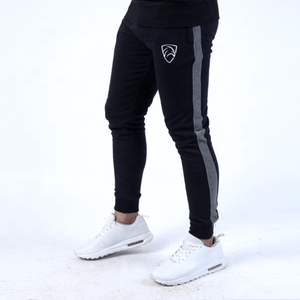 Pantalon de jogging gris noir en polaire pour hommes, vêtements de sport en coton pour le fitness d'hiver, 2 poches avant, marque personnalisée acceptée, tarif de gros - Product Image 2