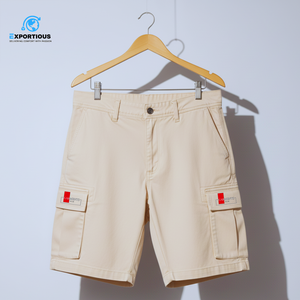 Pantalones Cortos Cargo para Hombre, de Sarga de Algodón, 240 GSM, con Logotipo Personalizado, Multibolsillos, Casuales y Utilitarios - Product Image 3