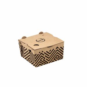 Boîte alimentaire carrée personnalisée 15x15x10 - Matériaux recyclés Finition mate Laminage brillant ou mat Gaufrage - Product Image 3
