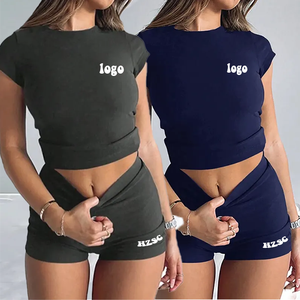 Cotton Spandex Two Piece Set Women's Women <b>Short</b> <b>Sleeve</b> Top and Skirt Set Cotton Spandex - Product Image 6