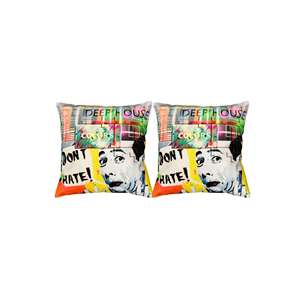 Don't Hate Graffiti Art Cushion Covers Digital Printed 16x16 Multicolor Decorative Throw Pillow Handmade for <b>Sofa</b> <b>Bed</b> Decor Home - Product Image 4