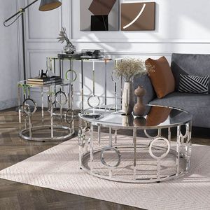 Table basse élégante en métal avec cadre contrastant et finitions supérieures offrant un intérêt visuel dynamique à tout espace de vie - Product Image 6