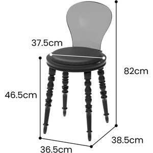 Chaises de salle à manger modernes vintage blanches en PP avec coussins noirs pour l'esthétique de la maison, de la cuisine et du bureau - Product Image 6