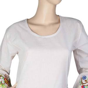 Top plisado estilo western para mujer - Blanco roto - Product Image 4