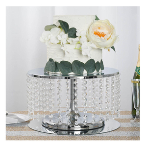 Mejor venta al por mayor Metal oro cristal transparente pastel soporte de exhibición postre pastel Mesa bandeja soporte para fiesta boda centro de mesa decorar - Product Image 4
