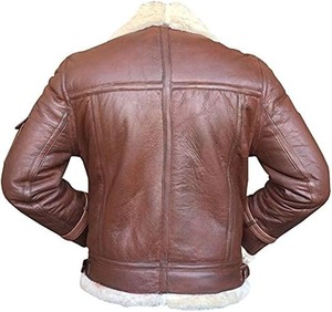 Veste en cuir pour hommes de conception de luxe de style Sherpa Veste en cuir de tissu de laine intérieure imperméable et lourde pour hommes, en peau de mouton - Product Image 3