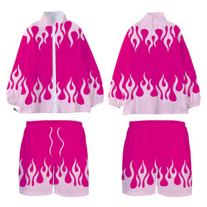 Y2K Streetwear Conjunto cortavientos de moda Personalizado Flame Print Sweatsuit y Shorts Joggers Conjuntos Hombres Unisex Conjunto de dos piezas de verano - Product Image 3