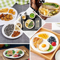 Assiettes jetables biodégradables en bagasse blanches de haute qualité, 9-10 pouces, pour service alimentaire, personnalisables avec logo, événements, anniversaires