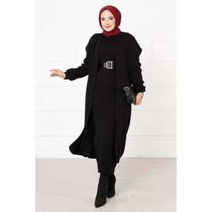 Women's Two-Piece Hair Braided Black Sweater <b>Set</b> - Product Image 1