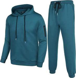 Men's Winter Casual 100% Cotton Oversized Tracksuit <b>Set</b> with Stacked Sweatpants and Custom Hoodie - Product Image 5