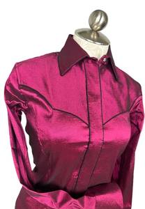 เสื้อโชว์แบบตะวันตกสำหรับผู้หญิงทำด้วยมือเสื้อเอวสูงแนวย้อนยุคทำด้วยมือบนผ้าแพรแข็งแบบยืด - Product Image 3