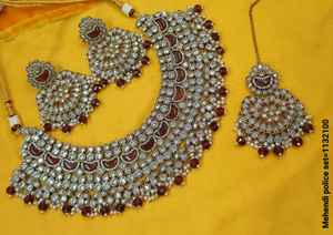 New Design Fancy Gold Plated Traditional Motipearl&Drop Kundan Studded <b>Choker</b> Necklace Earring Mangtika Set &Jewellery Set <b>Woman</b> - Product Image 5
