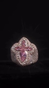 Grande bague croix marquise avec pierres précieuses marquise, diamants Moissanite VVS, entièrement personnalisable, pour homme, style Hip Hop - Product Image 5