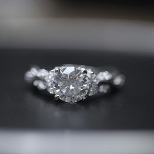 Round Cut Diamond Prong <b>Set</b> Cluster Engagement <b>Ring</b> For <b>Women</b> - Product Image 1