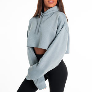 2025 Sudadera con capucha corta personalizada para mujer, sudaderas y sudaderas informales para mujer, pulóver recortado, transpirable, sudaderas con capucha de gran tamaño para mujer - Product Image 3