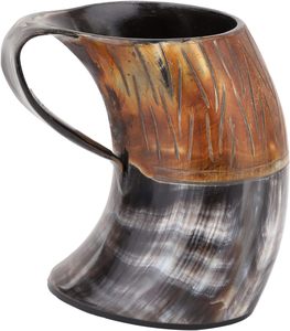 Jarra Vikinga de Cuerno de Buey Pulido de 6 Pulgadas de Largo, de la Mejor Calidad, Auténtica Jarra Medieval - Product Image 1