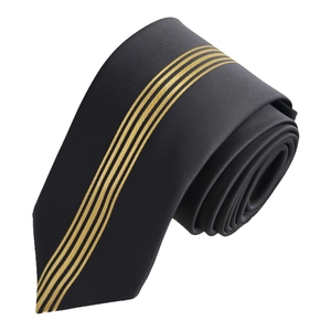 Corbata italiana de corte personalizado Exve exclusiva negra con raya central dorada de Turquía - Product Image 2