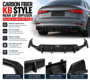 Diffusore Posteriore in Fibra di Carbonio Stile KB per Audi <span class=keywords><strong>A3</strong></span> <span class=keywords><strong>S</strong></span> <span class=keywords><strong>Line</strong></span> S3 2017-2018 - Product Image 1