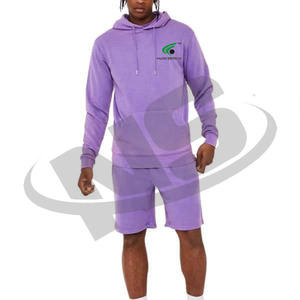 ชุดเซ็ตเสื้อฮู้ดดี้และกางเกงขาสั้นผู้ชายยอดนิยมสำหรับฤดูร้อน รับทำโลโก้ ผ้าฝ้ายระบายอากาศ ทรงหลวม ขายส่ง - Product Image 4