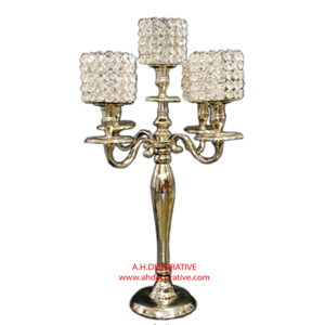 Vintage Custom Shiny Gold Plated Aluminum Tall Table Decorative Handmade Candelabra Crystal Bowls <b>Tea</b> <b>Lights</b> Decoration Weddings - Product Image 5