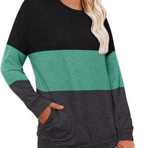 Womens Winter Autumn Tunic Tops Fit Sweatshirt Pullover <b>Shirts</b> Pockets Long Sleeve Neck Stretchy Loose Casual Embroidery Knitted - Product Image 5