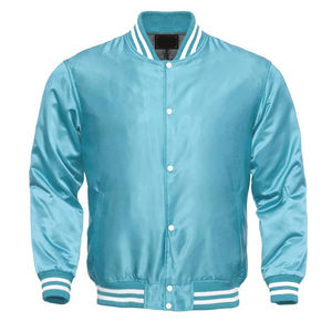 Chaqueta de bombardero de moda para hombre 100% Nylon Satin Winter Varsity Baseball Windbreaker con cuello Letterman Satin Button College Wear - Product Image 1