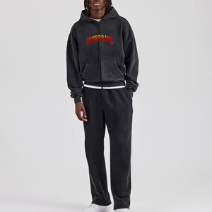 Nouveau Confortable élégant tenue décontracté Fermeture éclair Logo brodé personnalisé Survêtement homme Streatwear Sweat et pantalon de survêtement pour homme - Product Image 6