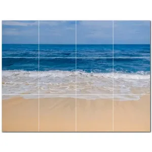 Mural de pared de azulejo de cerámica de playa PT500068 17 \ "W X 12,75 \" H Juego de 12 azulejos 4,25 para decoración temática de playa - Product Image 1