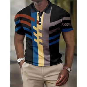 3D Print <b>Geometric</b> Cuffed Polo <b>Shirt</b> For Men Colorful Pattern T-<b>Shirt</b> Summer Casual Tops Loose Short Sleeve Tee Streetwear - Product Image 2