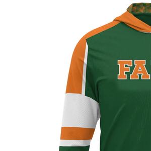 Directo al por mayor personalizado verde FAMU sublimación sudaderas con capucha transpirables para unisex - Product Image 3