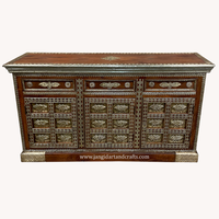 Meubles de luxe Vintage et moderne en bois de mangue, cuisine, salle à manger, Buffet, Buffet, Buffet, laiton, argent, blanc, meubles en métal
