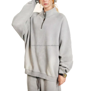 Survêtement lourd personnalisé avec pull à capuche à cordon lavé à l'acide Streetwear vierge vintage solide 100% coton - Product Image 5