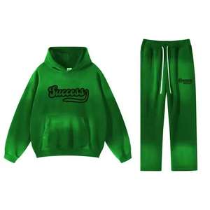 Survêtement de qualité supérieure en coton français, broderie en chenille et lavage à l'acide, streetwear personnalisé pour hommes - Product Image 1