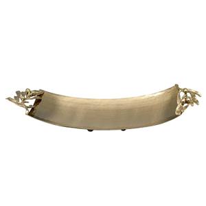 Plateau de service en laiton martelé avec poignées en branche d'olivier, vintage, pour la décoration de la maison et la restauration de mariage - Product Image 1