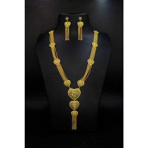 Collier et boucles d'oreilles en cuivre vintage plaqué or motif rond USA France accessoire de mode ensembles de bijoux de mode - Product Image 1