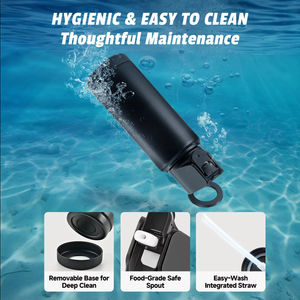 Bouteille d'eau de sport AINOPE avec paille et support magnétique pour téléphone, gourde isotherme en métal de 750 ml pour iPhone 17 16 <span class=keywords><strong>Pro</strong></span> Max avec trépied - Product Image 2