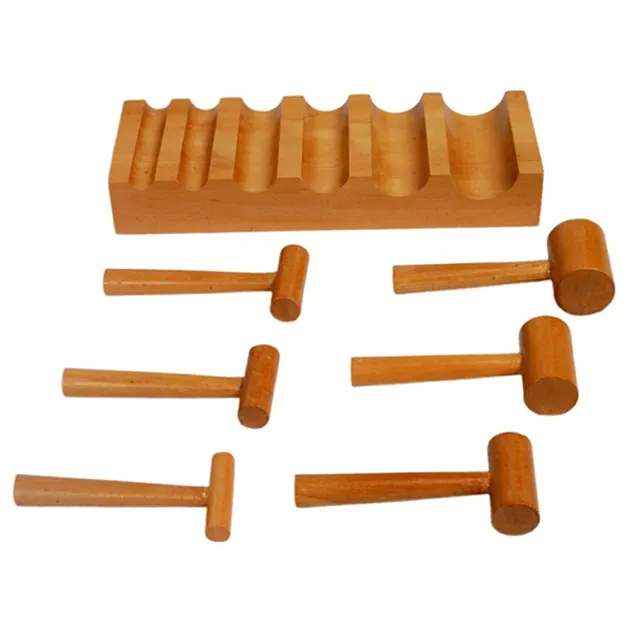 Forming Wooden Block With 6 Hammer Punches Wooden jewelry making supplies jewellery tools