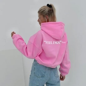 เสื้อฮู้ดครอปท็อปผ้าฝ้ายฟลีซพรีเมียมสำหรับฤดูหนาว สไตล์สตรีทแวร์ทรงโอเวอร์ไซส์ ไหล่ตก ระบายอากาศได้ดี สั่งทำได้ตามต้องการ มีความต้องการสูง - Product Image 2