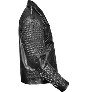 Chaqueta de Cuero Vacuno Estilo Punk Hecha a Mano y Personalizada, Unisex, Transpirable, Resistente al Viento, de Alta Calidad, Nueva Moda, Superventas - Product Image 2