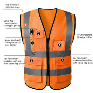 Chaleco de Seguridad Personalizado con Logotipo, Transpirable, 100% Poliéster, Ligero, de Alta Calidad, Servicio OEM al por Mayor, MOQ Bajo - Product Image 2