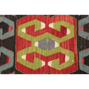 พรมตุรกีวินเทจขนาด 6x9.9 ฟุต พรมขนาดใหญ่ พรมขนสัตว์สีแดงเขียวลายปะติด - Product Image 4