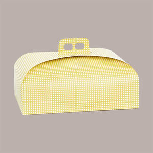 Boîte à colombes en papier jaune à carreaux avec poignée 335x235 H90 mm 10 pièces Fournitures de Pâques - Product Image 2