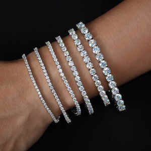 Hombres Mujeres Joyería fina 2mm-5mm Mossanite Collar Plata de Ley 925 Lab Grown VVS Moissanite Diamond Tennis Pulsera Cadena - Product Image 1