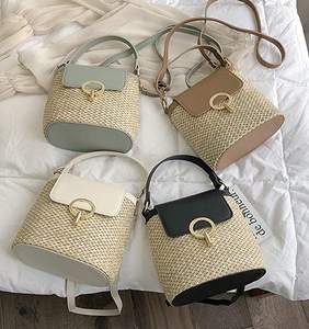 Sac fourre-tout en paille pour femmes grande capacité Shopping fourre-tout bohème sac à bandoulière voyage sac de plage avec doublure OEM - Product Image 6