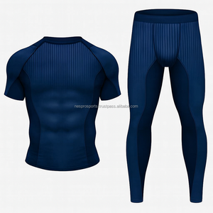 Ensemble de t-shirt et de leggings de compression haute performance – Vêtements de sport respirants, à séchage rapide, offrant un soutien musculaire pour la salle de sport, le yoga, le cyclisme et l'entraînement en plein air - Product Image 2