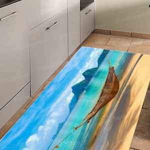Alfombra Estampada con Vista a la Playa para Decoración del Hogar y Tacto Suave, Alfombra de Terciopelo de Lujo - Product Image 1