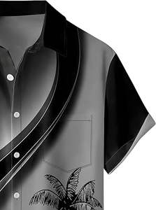 เสื้อเชิ้ตแขนสั้นพิมพ์ลายลำลองสำหรับผู้ชาย ขายส่งปี 2025 ดีไซน์เรียบง่าย สไตล์คลาสสิก ทรงหลวม ใส่สบาย แบบดิจิทัล  สามารถปรับแต่งได้ - Product Image 3