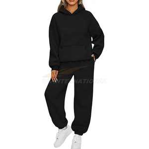 Sweat à capuche surdimensionné pour femmes 2 pièces tenues ensembles de survêtement de salon tenue décontracté pantalon de survêtement coupe ample avec poches - Product Image 3