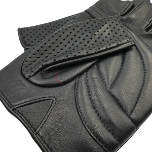 Gants demi-doigts en cuir véritable avec logo personnalisé Hiver Chaud Doux Confortable Mode Conduite Fabricant d'usure quotidienne - Product Image 4